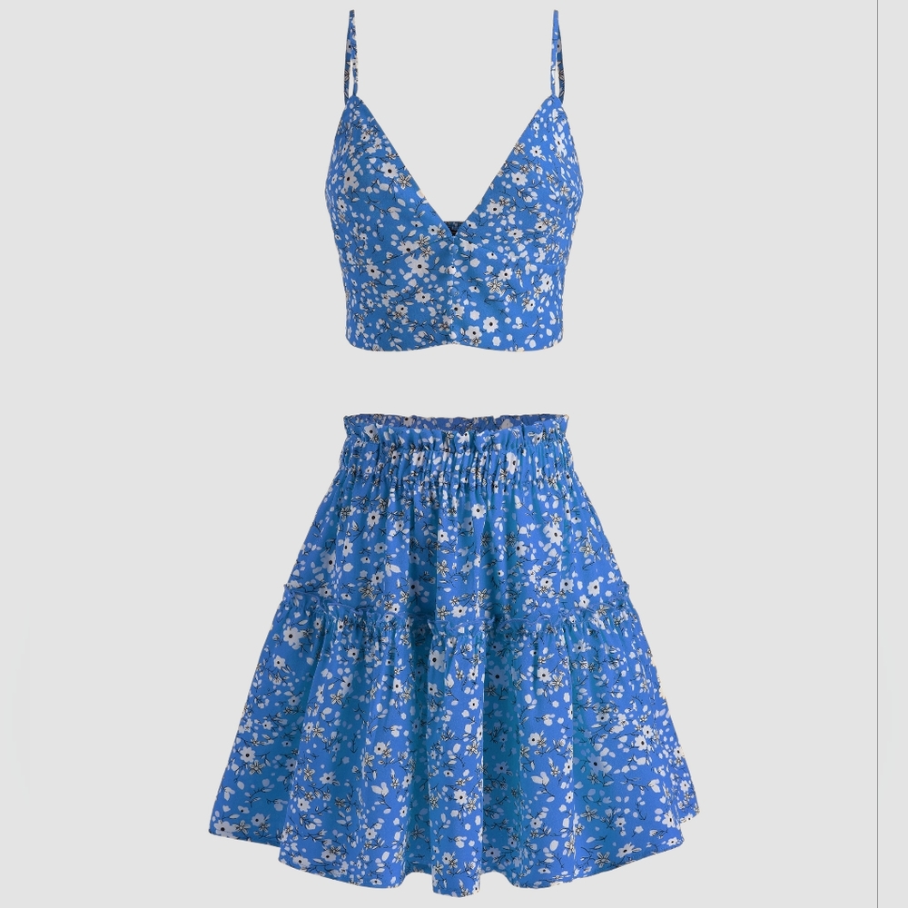 Ditsy floral tank top & skirt set
